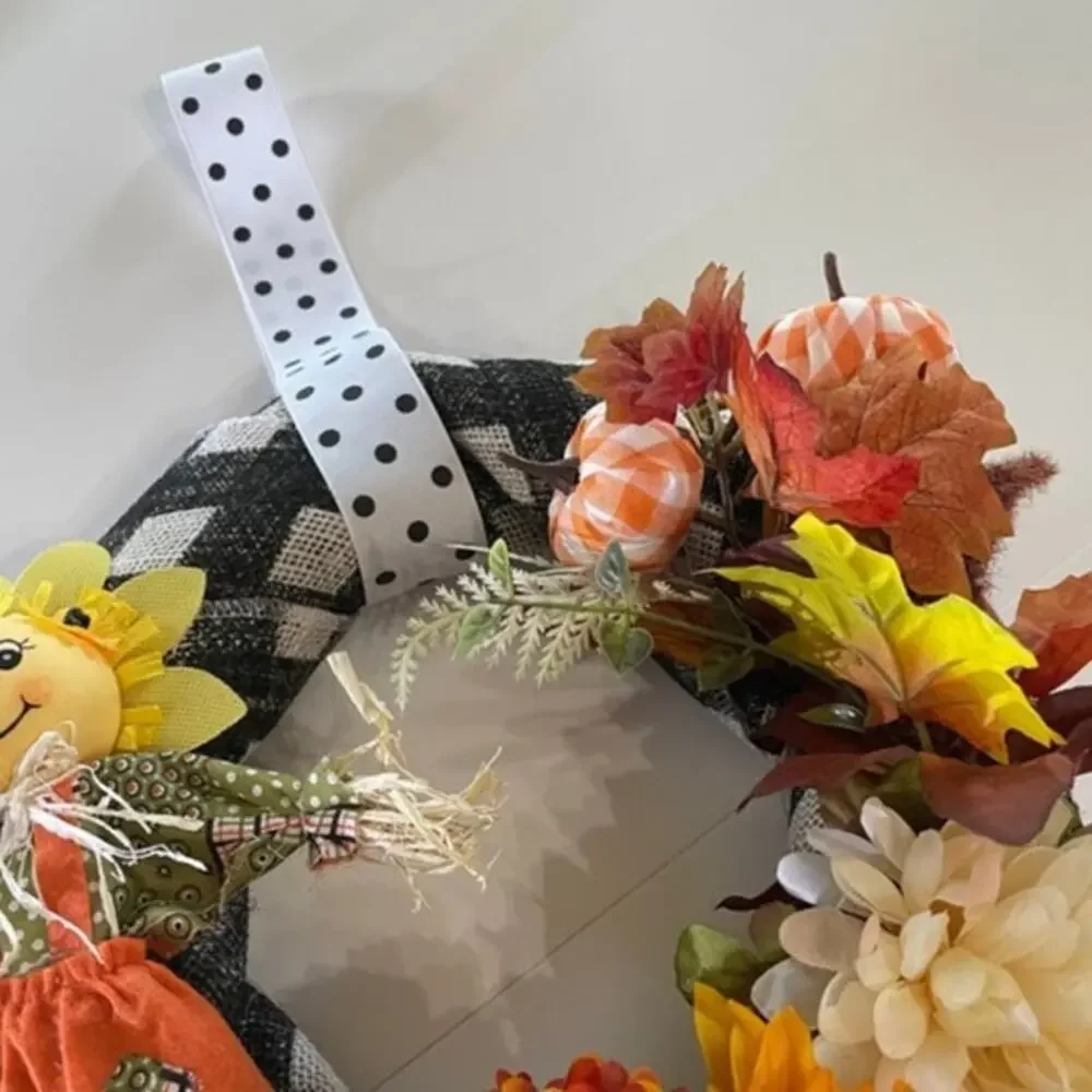 Handmade Buffalo Check Fall Scarecrow Wreath